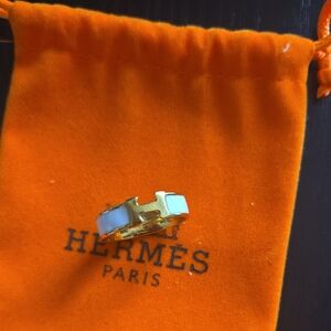 Hermes Gold and White Ring.Size 9